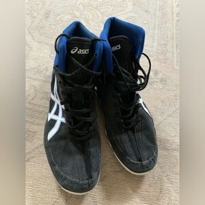 Asics Black and Blue Wrestling High-Top Sneakers